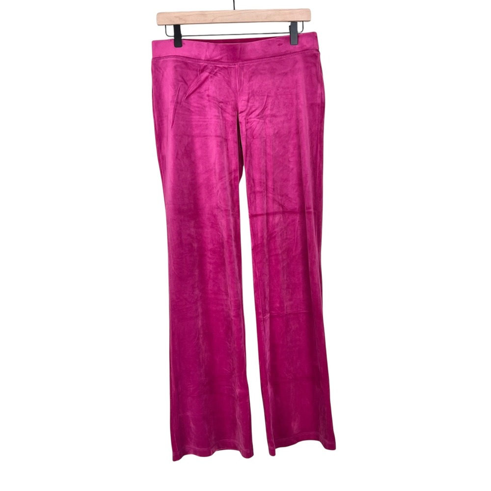 Juicy Couture Hot‎ Pink Velour Rhinestone Logo Track Pants Womens Small Y2K